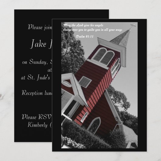 Rote Kirche Taufe Einladung (Vorne/Hinten)