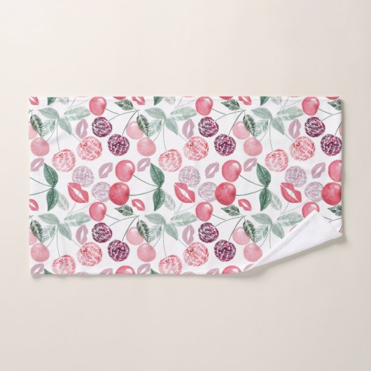 Rote Kirschbeere Frucht stilvolles Badetuch Set (Handtuch)