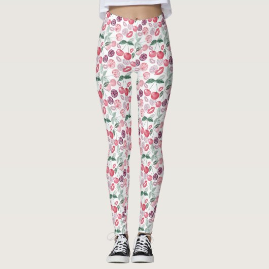 Rote Kirschbeere Leggings (Vorderseite)