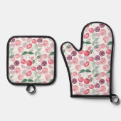 Rote Kirschbeere Ofenhandschuh & Topflappen-Set (Vorderseite)