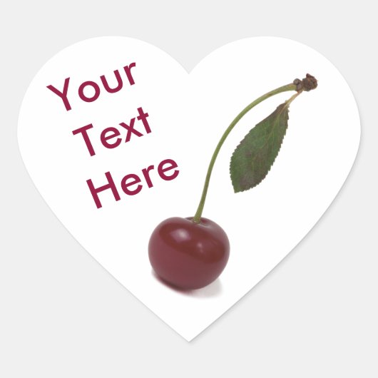 Rote Kirschbeere und Ihr Text Herz-Aufkleber (Vorderseite)