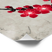 Rote Kirschblüte drei Kunst 'Geschenk des Lebens' Poster (Ecke)