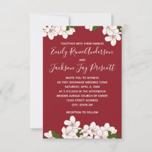 Rote Kirschblüten - 3x5 Hochzeitseinladung Einladung