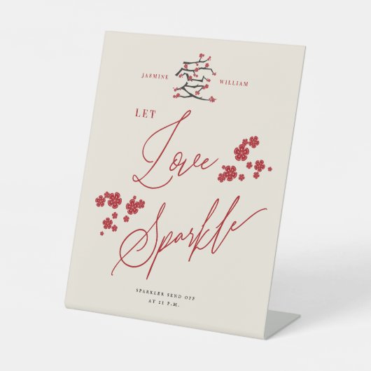 Rote Kirschblüten der chinesischen Liebe Ließ Lieb Sockelschild (Vorderseite)