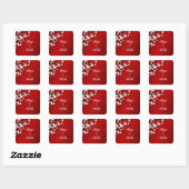 Rote Kirschblüten-Hochzeit Quadratischer Aufkleber (Blatt)
