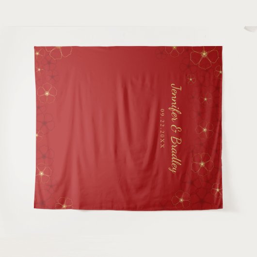 Rote Kirschblüten Hochzeitsszenarien - Hintergrund Wandteppich (Vorderseite (Horizontal))