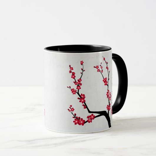 Rote Kirsche Blüte drei Kunst "Geschenk des Lebens Tasse (VorderseiteRechts)