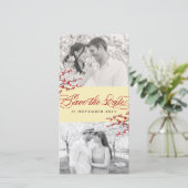 Rote Kirsche Blüten Asiatische Zen-Sakura-Blume Fo Save The Date (Stehend Vorderseite)