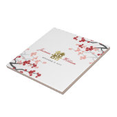 Rote Kirsche Blüten Elegante chinesische Gastgesch Fliese (Seite)