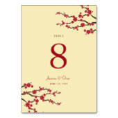 Rote Kirsche Blüten Sakura Blume Asiatische Hochze Tischnummer (Rückseite)