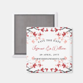 Rote Kirsche Blüten Sakura Blume Save the Date Magnet (Vorderseite/Rückseite)