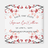 Rote Kirsche Blüten Sakura Blume Save the Date Magnet (Vorne)
