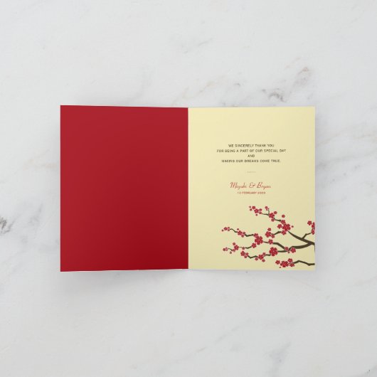 Rote Kirsche Blüten Sakura Ein perfektes Wochenend Dankeskarte (Innenseite)