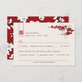 Rote Kirsche Blüten Sakura Wirbel Asiatische Hochz RSVP Karte (Vorne/Hinten)
