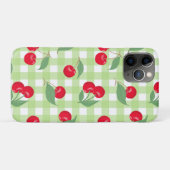 Rote Kirsche Frucht Grüne Blätter Pastell Holzfäll Case-Mate iPhone Hülle (Rückseite (Horizontal))