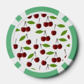 Rote Kirsche, Kirschenmuster, Blätter, Frucht Pokerchips (Rückseite)