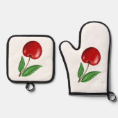 Rote Kirsche   Ofenhandschuh & Topflappen-Set (Vorderseite)