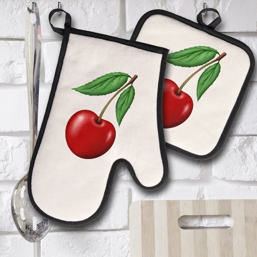 Rote Kirsche   Ofenhandschuh & Topflappen-Set