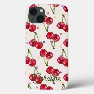 rote Kirsche-Polka-Punkt-vintage-personalisierte Case-Mate iPhone Hülle