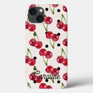 rote Kirsche-Polka-Punkte Mädchen vintage personal Case-Mate iPhone Hülle