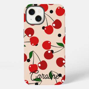 rote Kirsche Retro-Polka-Punkte vintage personalis iPhone 13 Hülle