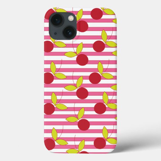 Rote Kirsche Rosa und Weiß gestreift Case-Mate iPhone Hülle (Rückseite)