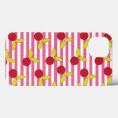 Rote Kirsche Rosa und Weiß gestreift Case-Mate iPhone Hülle (Rückseite (Horizontal))
