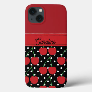 rote Kirsche schwarze Polka Punkte Vintage persona Case-Mate iPhone Hülle