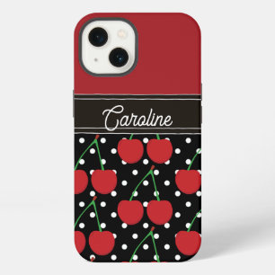 rote Kirsche schwarze Polka Punkte Vintage persona iPhone 13 Hülle