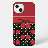 rote Kirsche schwarze Polka Punkte Vintage persona