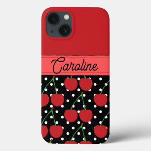 rote Kirsche schwarze Punkte Vintage personalisier Case-Mate iPhone Hülle