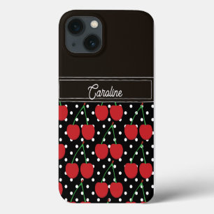rote Kirsche schwarze Tupfen vintage personalisier Case-Mate iPhone Hülle