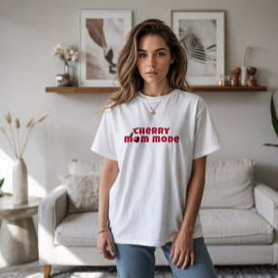 Rote Kirsche Slogan Mutter Tag T-Shirt