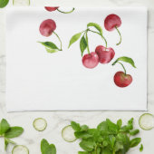 Rote Kirschen Aquarellkirsche Geschirrtuch (Gefaltet)