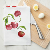 Rote Kirschen Aquarellkirsche Geschirrtuch (Viertel Falte)