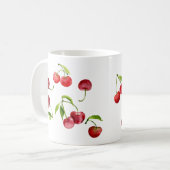 Rote Kirschen Aquarellkirsche Kaffeetasse (Vorderseite Links)