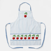 Rote Kirschen auf blauen Streifen Grafikmuster Schürze (Vorderseite)