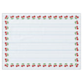 Rote Kirschen auf blauen Streifen Grafikmuster Tischdecke (Vorderseite (Horizontal))