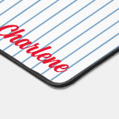 Rote Kirschen auf blauen Streifen Personalisiert Schreibtischunterlage (Ecke)