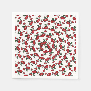 Rote Kirschen auf der Geburtstagspartei von Weißem Serviette