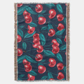 Rote Kirschen auf dunkelblau Decke (Vorderseite Vertikal)