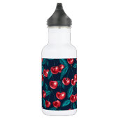Rote Kirschen auf dunkelblau Edelstahlflasche (Rechts)