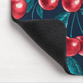 Rote Kirschen auf dunkelblau Mousepad (Ecke)