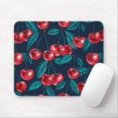 Rote Kirschen auf dunkelblau Mousepad (Mit Mouse)