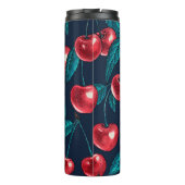 Rote Kirschen auf dunkelblau Thermosbecher (Rückseite)