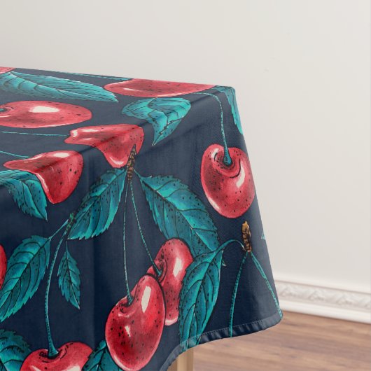 Rote Kirschen auf dunkelblau Tischdecke (Beispiel)