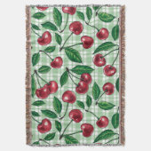 Rote Kirschen auf hellgrünem Gingham Decke (Vorderseite Vertikal)