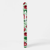 Rote Kirschen auf hellgrünem Gingham iPhone Hülle (Linke Seite)