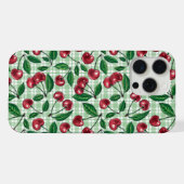 Rote Kirschen auf hellgrünem Gingham iPhone Hülle (Rückseite (Horizontal))