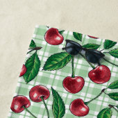 Rote Kirschen auf hellgrünem Gingham Strandtuch (Beispiel)